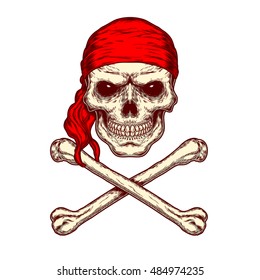 Vector illustration of a skull and crossbones