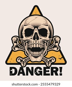 Vector illustration of a skull and crossbones danger sign