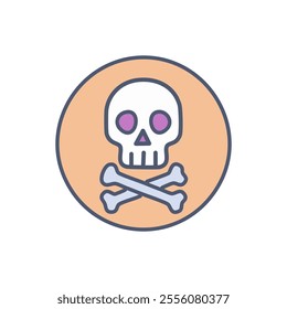 Vector illustration of skull and crossbones icon