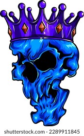 vector illustration of skull with crow on white background. digital draw