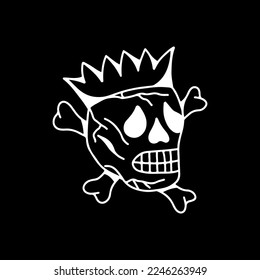 vector illustration of a skull with a crown
