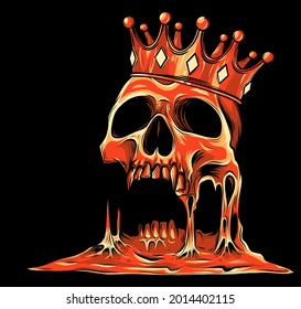 vector illustration with skull in crown on black background