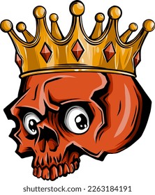 vector illustration of skull with crown on white background