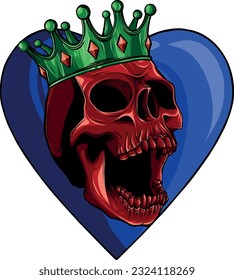 vector illustration of skull with crown on white background