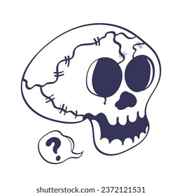 Vector illustration of a skull. Cute drawing icon for Halloween celebration.