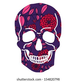 Vector illustration with Skull. Day of The Dead colorful Skull with ornament.