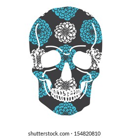 Vector illustration with Skull. Day of The Dead colorful Skull with ornament.