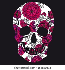 Vector illustration with Skull. Day of The Dead colorful Skull with ornament.
