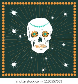 Vector illustration of Skull the Day of the Death. 