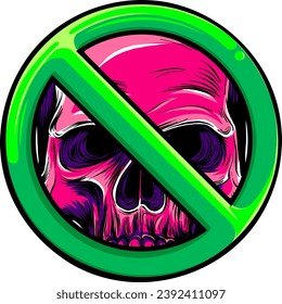vector illustration of skull death danger ban