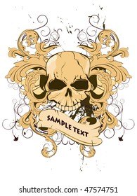 vector illustration of skull with decorative elements