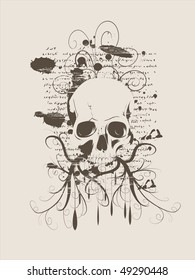  vector illustration of skull with decorative elements