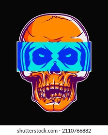 vector illustration of skull with different eyes