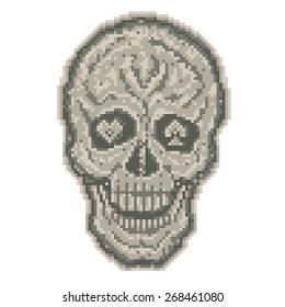 Vector illustration. Skull in digital camouflage style on a white background.