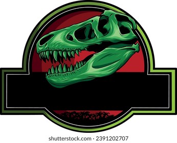 vector illustration of skull dinosaur t-rex in logo