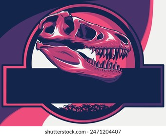 vector illustration of skull dinosaur t-rex in logo