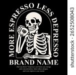 Vector illustration of a skull drinking a cup of coffee