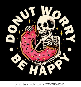 vector illustration a skull eating a delicious donut