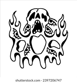vector illustration of skull with eyes concept