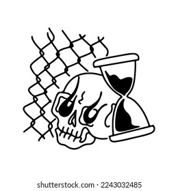 vector illustration of a skull with a fence