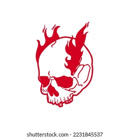 vector illustration of a skull with fire