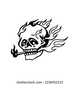 vector illustration of a skull with fire