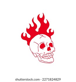 vector illustration of a skull with fire