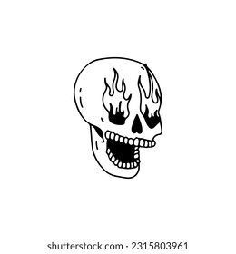 vector illustration of a skull with fire