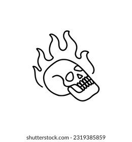 vector illustration of a skull with fire