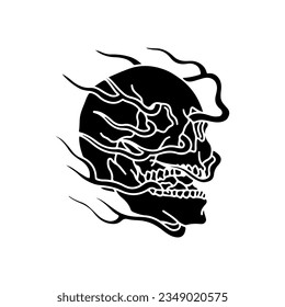 vector illustration of a skull with fire