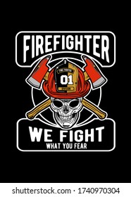 the vector illustration of skull firefighter it can be use for shirt design or poster 