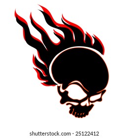 vector illustration of a skull in flames