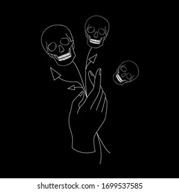 Vector illustration skull in flower bouquet