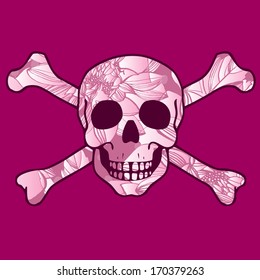 Vector illustration with skull and flowers