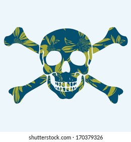 Vector illustration with skull and flowers