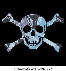 Vector illustration with skull and flowers