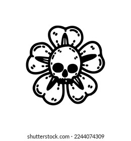 vector illustration of a skull with flowers