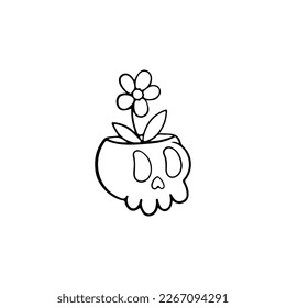  vector illustration of a skull with flowers