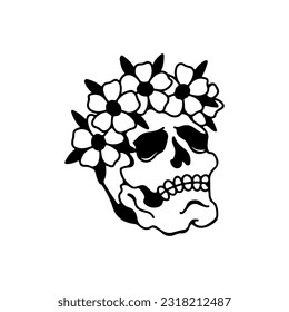 vector illustration of a skull with flowers