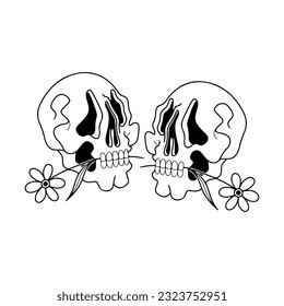 vector illustration of a skull with flowers