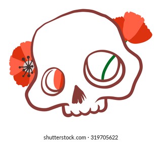 Vector illustration with a skull and flowers.