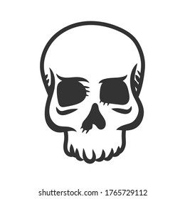 Ilustración vectorial de la vista frontal del cráneo