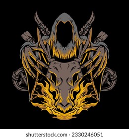 vector illustration skull and goat's head 