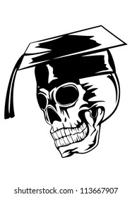 Vector  illustration skull in graduation cap