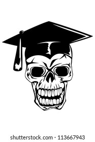 Vector  illustration skull in graduation cap