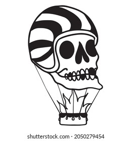 vector illustration of skull graphic design, icon, art tattoo sketch, hand draw, use in print