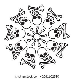 vector illustration of skull graphic design, art tattoo sketch, draw by hand, use in print