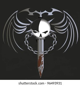 vector illustration of skull in a grunge background