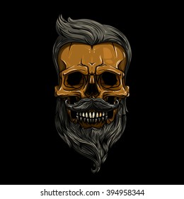 vector, illustration. skull with hair. skull hipster, skull vector, skull logo, skull art, skull sticker, skull character, skull cartoon, skull angry, skull beautiful, skull brutal