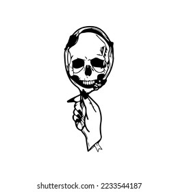 vector illustration of a skull with hands